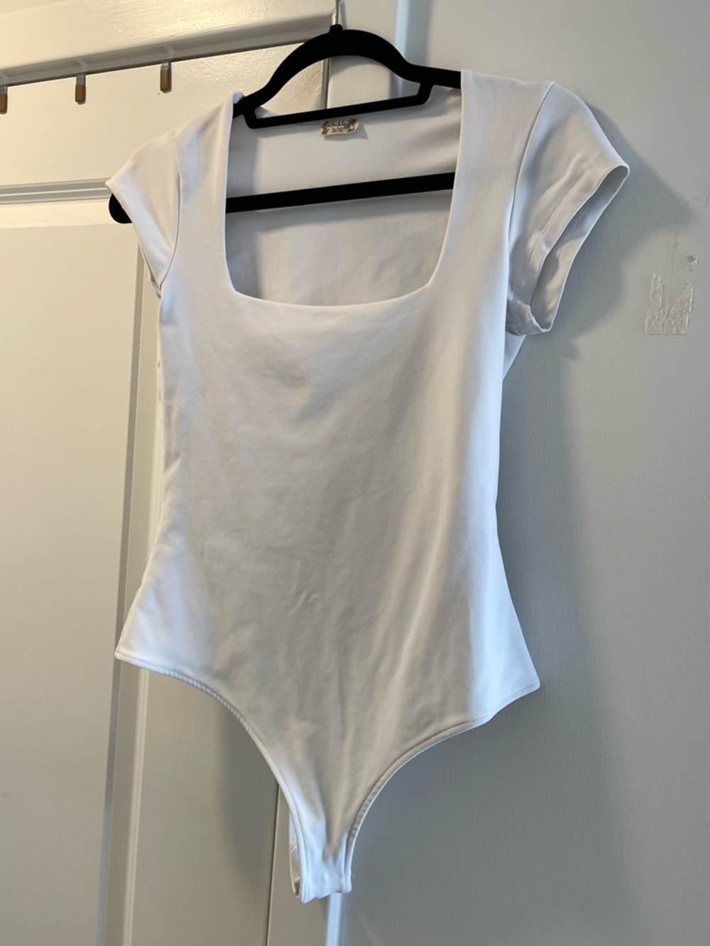 Free People White Square Neck Bodysuit size M